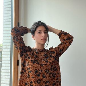 Topshop Ruffle Yoke Long Sleeve Mini Dress